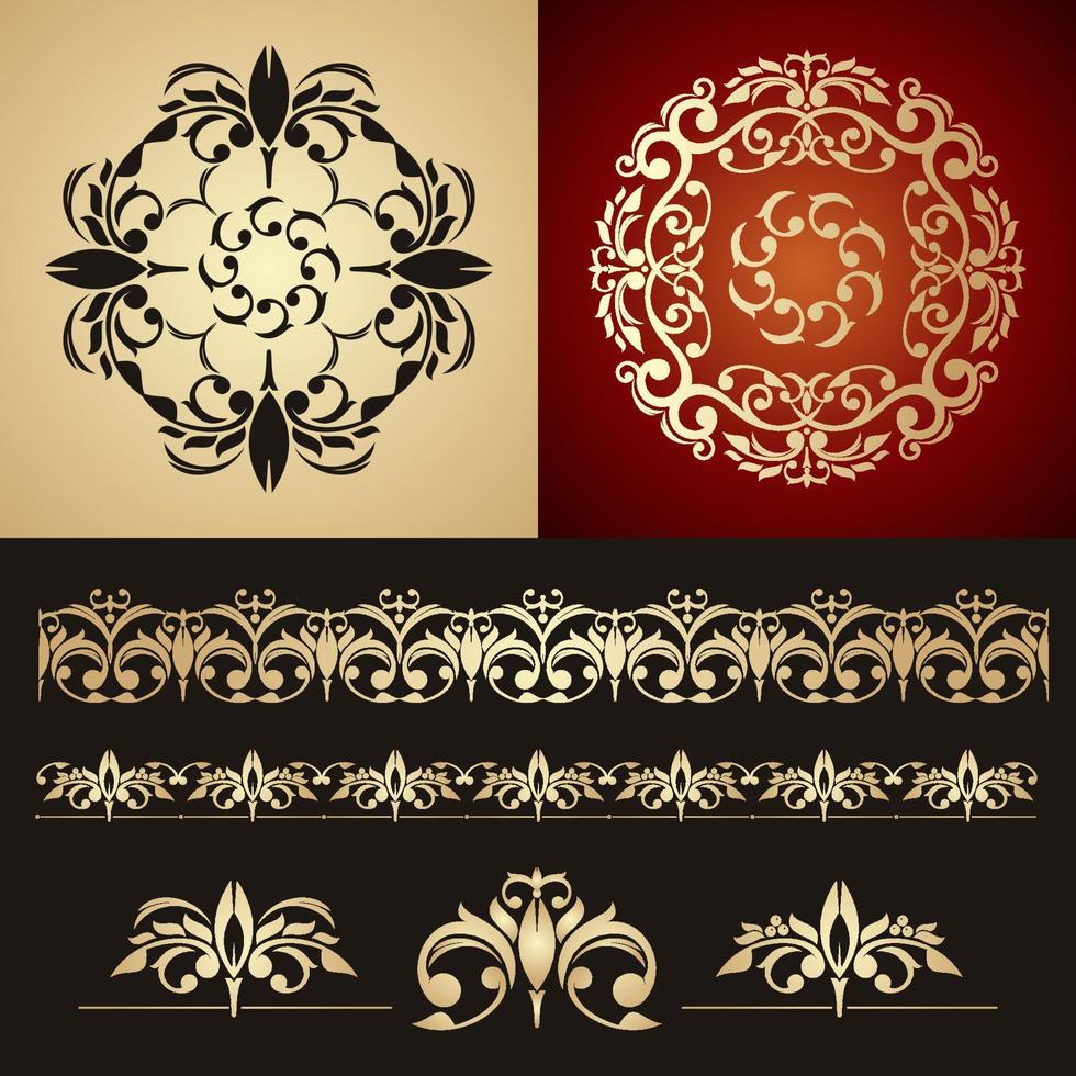 vektor gyllene kant för formgivningsmall. gyllene blomkanter. element i viktoriansk stil.