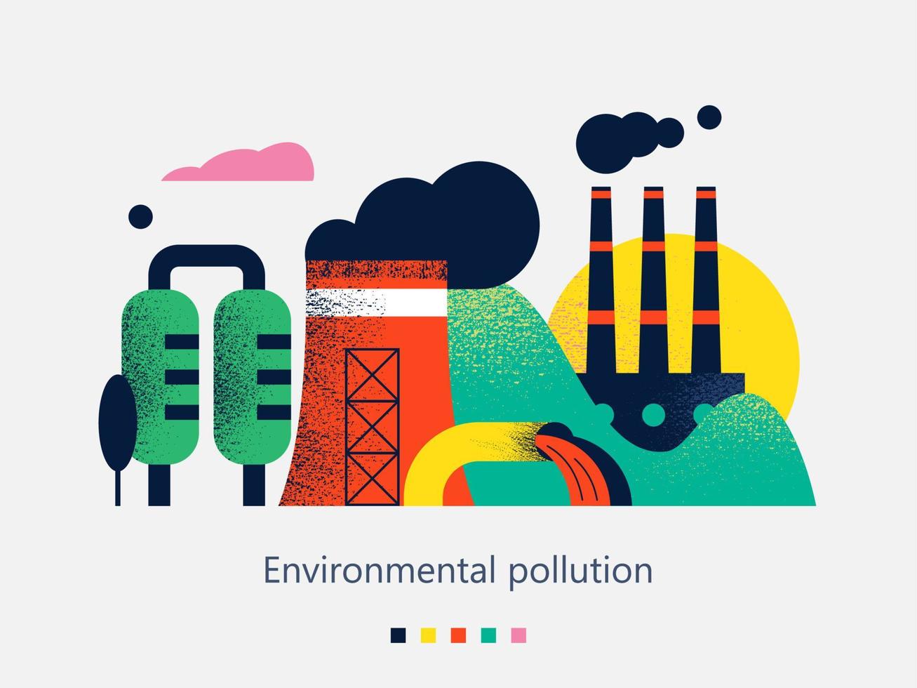 förorening av miljön genom skadliga utsläpp till atmosfären och vattnet. vektorillustration 03.jpg vektor