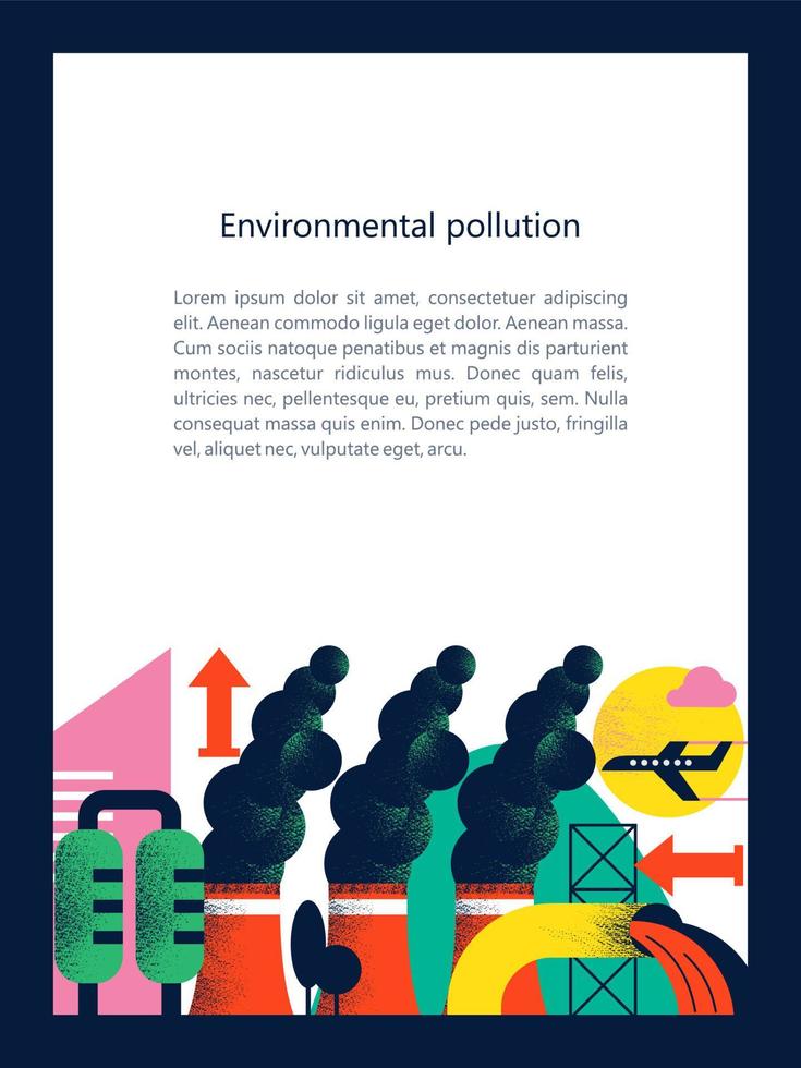 Verschmutzung der Umwelt durch schädliche Emissionen in die Atmosphäre und ins Wasser. Vektorillustration 03.jpg vektor