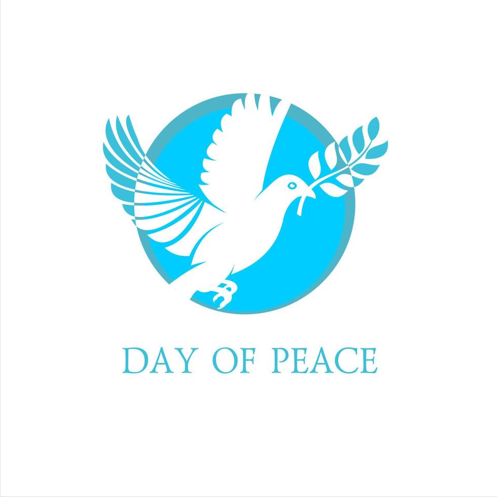internationella fredsdagen. fredsduvan. logotyp för en vit duva och en olivkvist. vektor