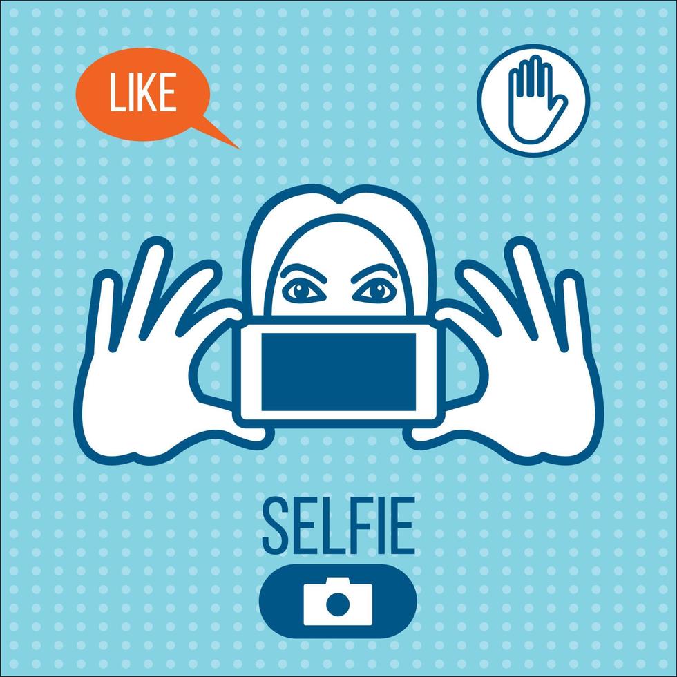 selfie-ikon. trendig kvinna som tar ett självporträtt på smart telefon. vektor illustration. tycka om. 2