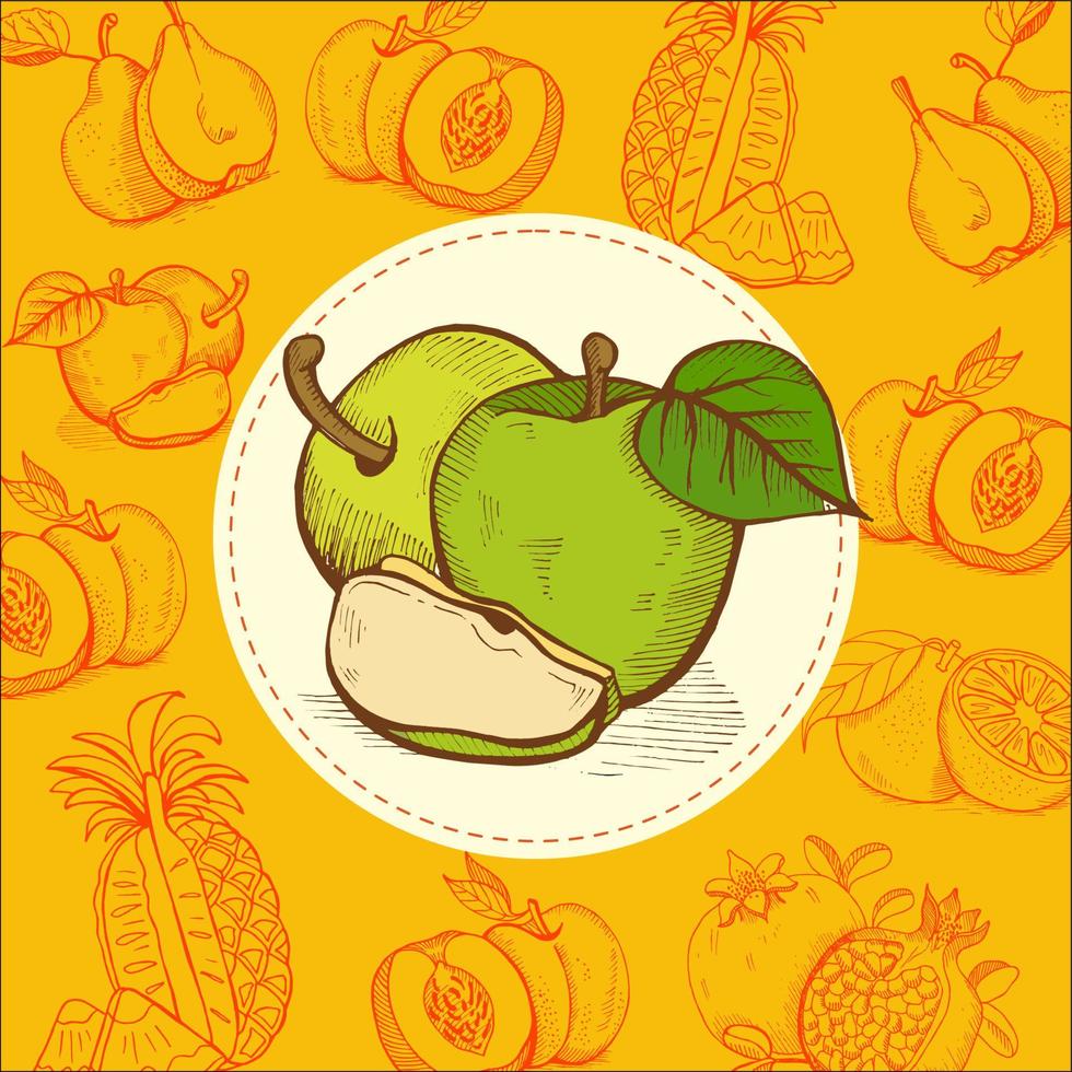 Apfelsaft. Vektor-Illustration. Die Frucht ist handgezeichnet. handgezeichnete Vektor-Illustration. vektor