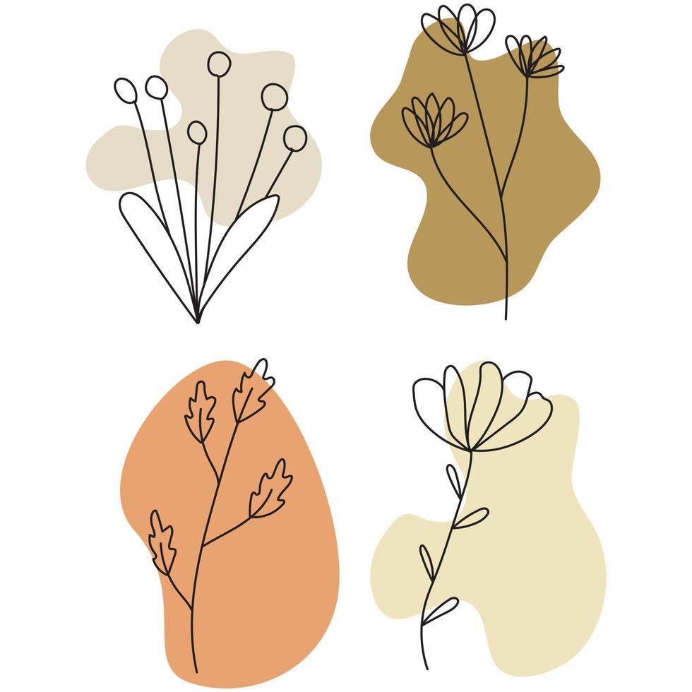 bohemiska blommor former färgpall vektor illustration stänk abstrakt objekt