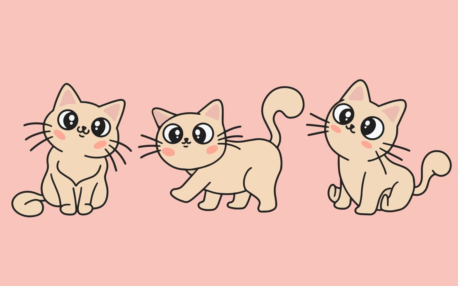 Satz nette Katzenkatzenkätzchenkarikaturtierhaustiercharakter glückliche Sammlungsillustration vektor