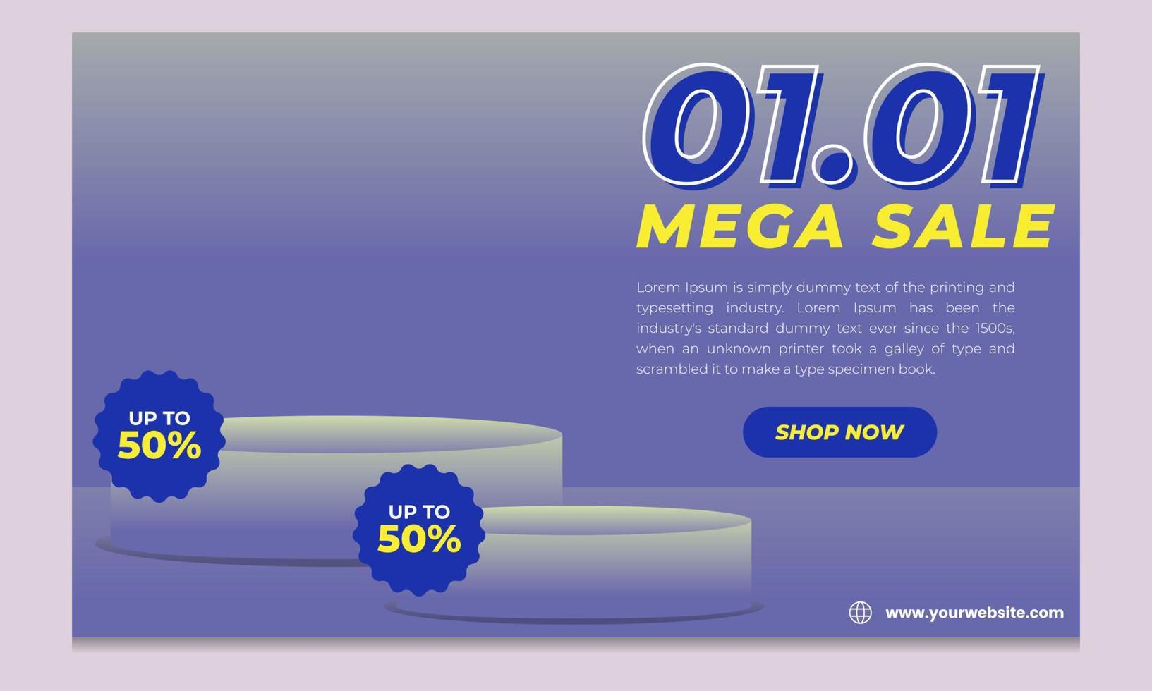 01.01 Mega Sale Design Hintergrund für Verkauf Banner vektor