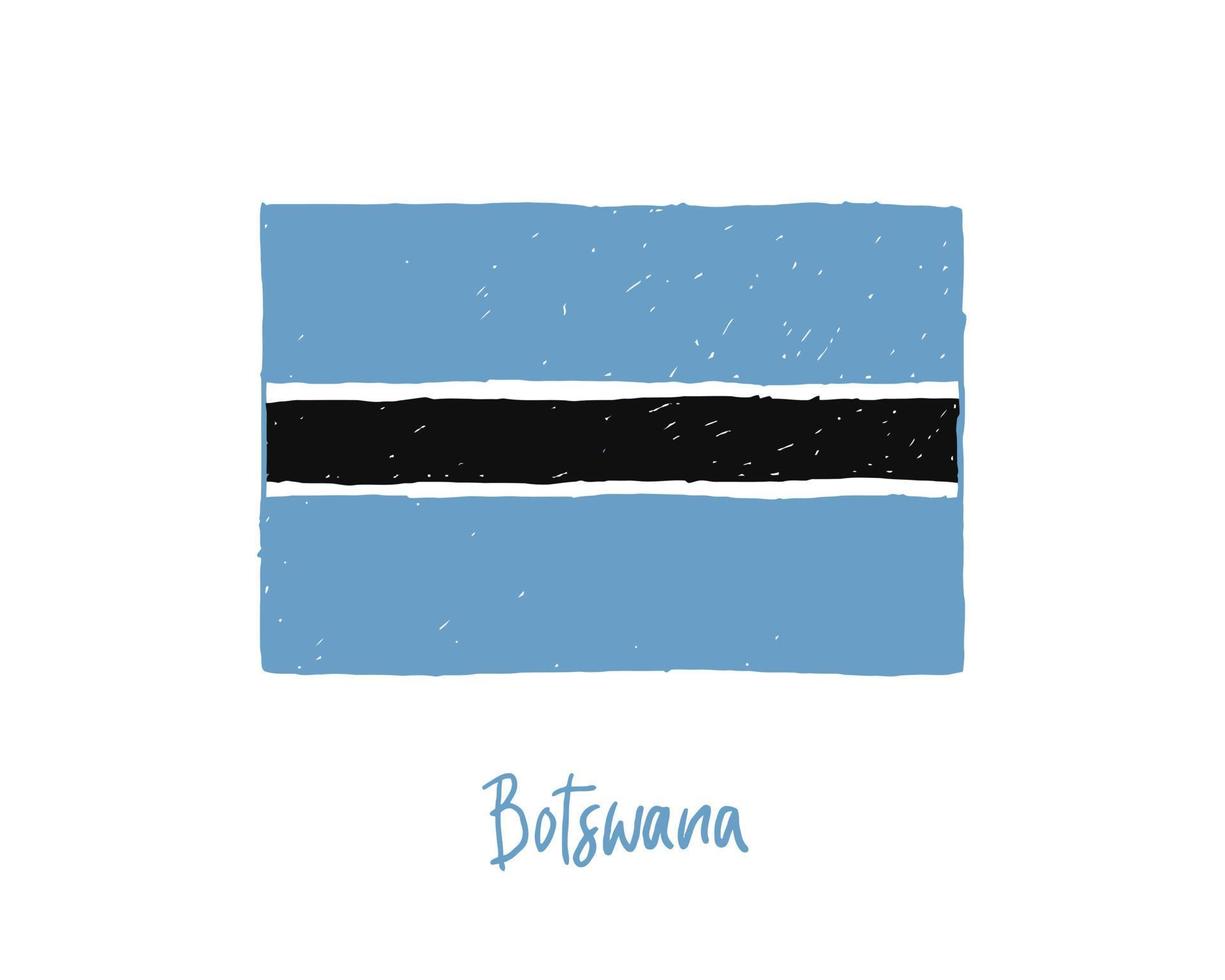 botswana flagga realistisk markör eller penna färg skiss vektor