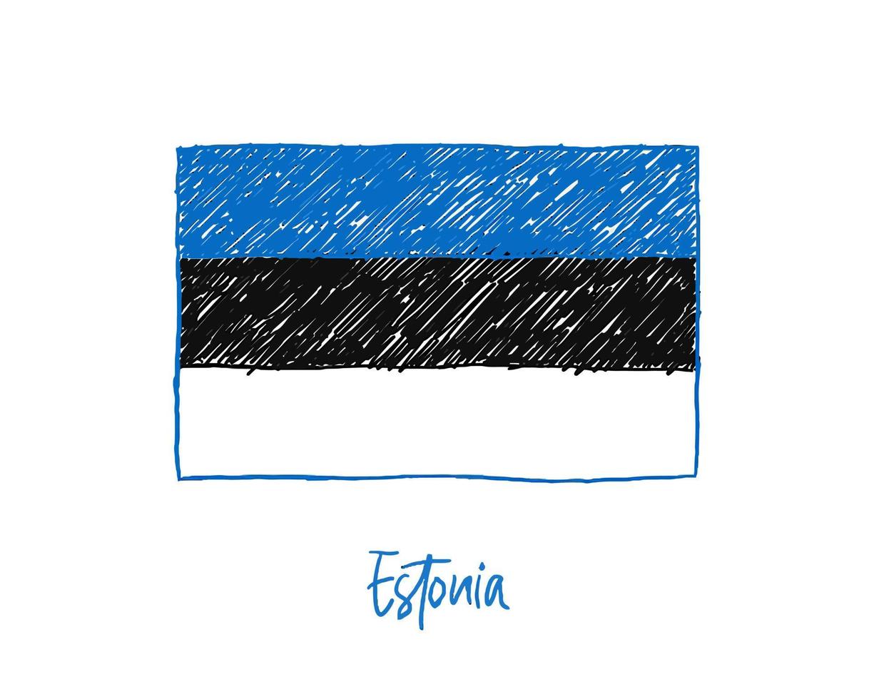 Estland Flaggenmarker oder Bleistiftskizze Illustrationsvektor vektor