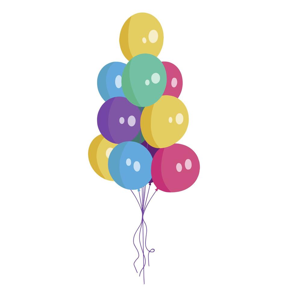 Ballons in einem Bündel für den Urlaub isoliert auf weißem Hintergrund. Illustration für Druck, Logo, Cover, Verpackung, Grußkarten, Poster, Aufkleber, Textilien, saisonales Design. vektor