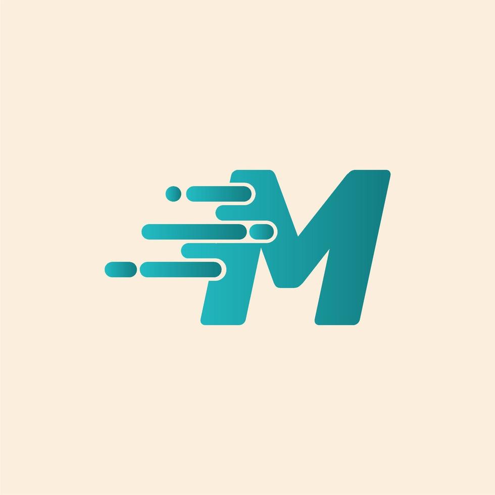 första bokstaven m snabb hastighet logotyp designmall. släpp ikonen vektor