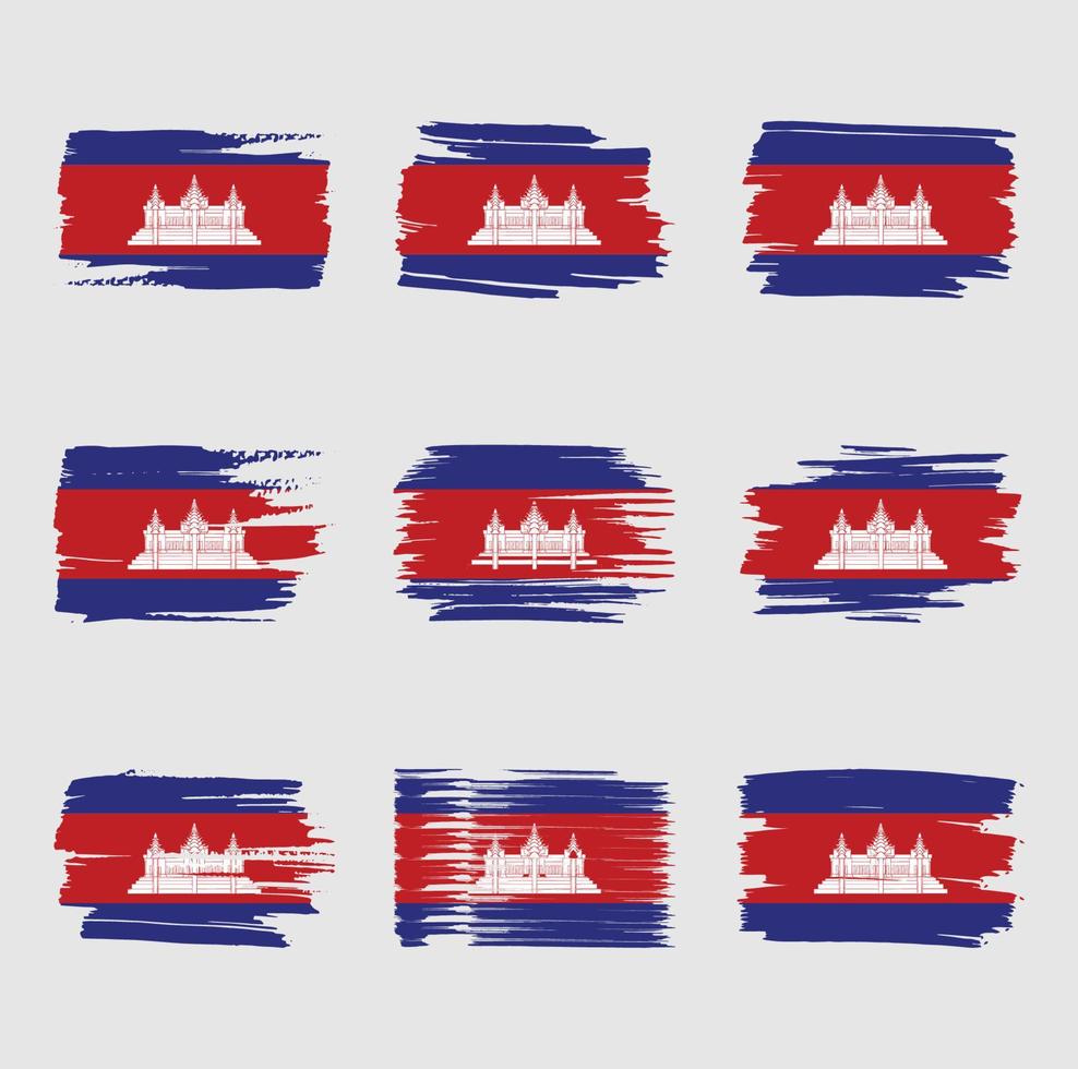 Kambodscha Flagge Pinselstriche gemalt vektor