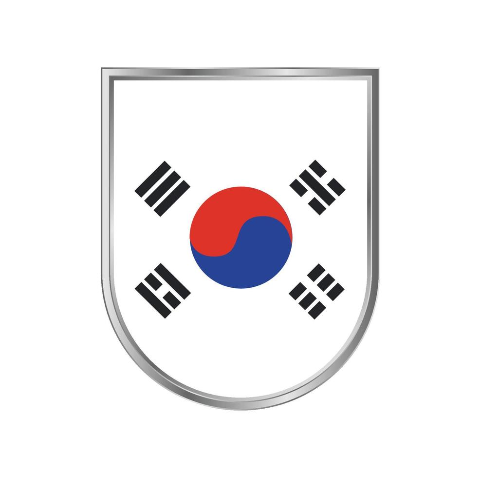 Südkorea-Flagge mit silbernem Rahmenvektordesign vektor