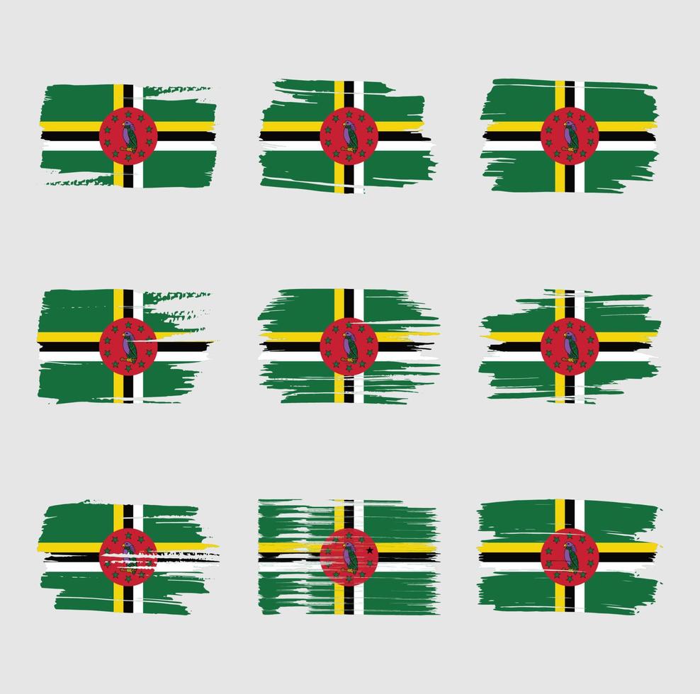 Dominica Flagge Pinselstriche gemalt vektor