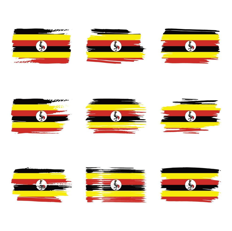 uganda Flagge Pinselstriche gemalt vektor