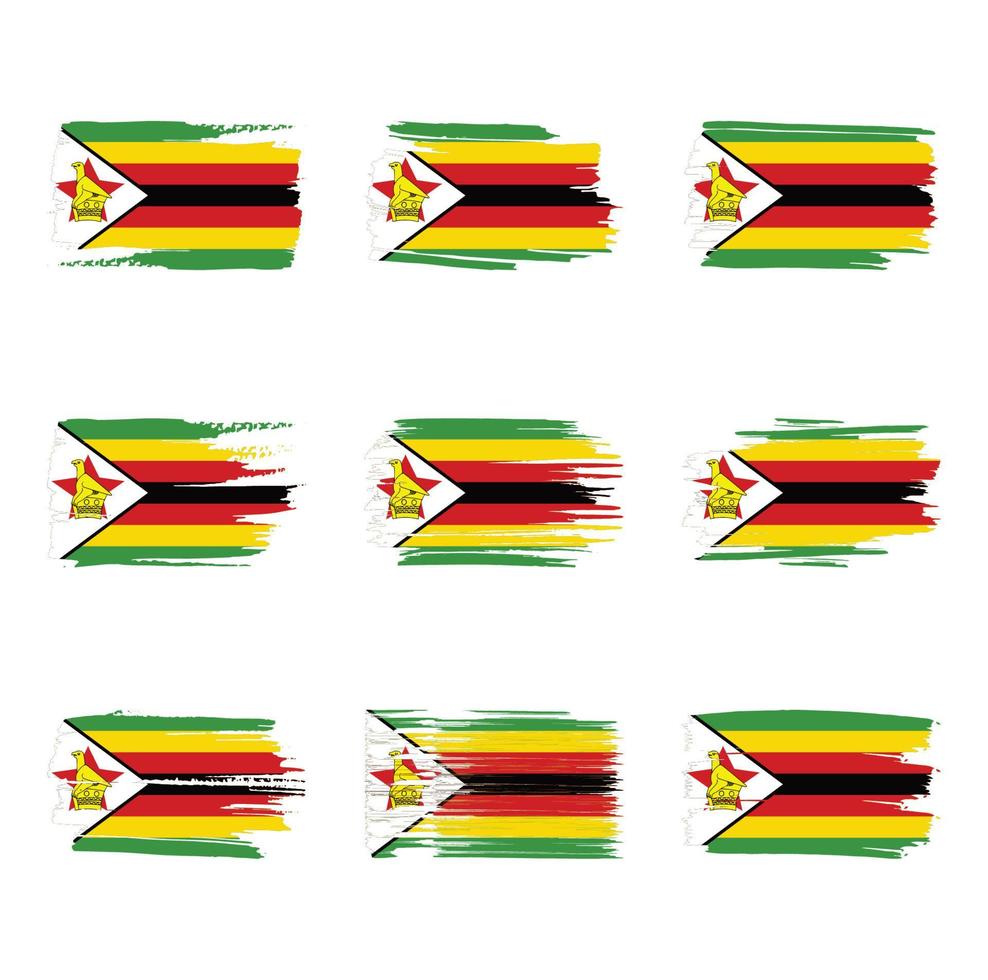 zimbabwe flagga penseldrag målade vektor