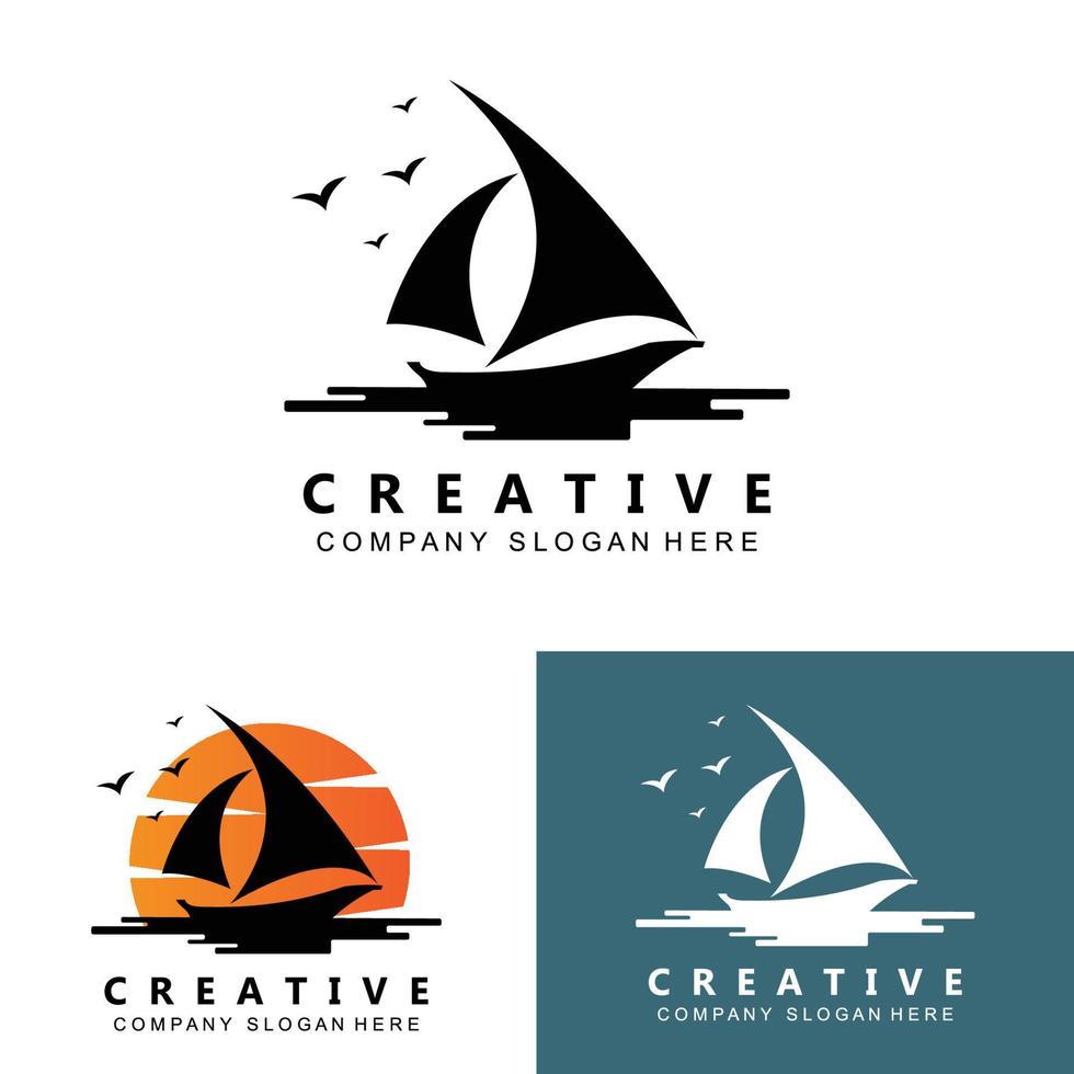 asiatisk traditionell segelbåt symbol design logotyp vektor
