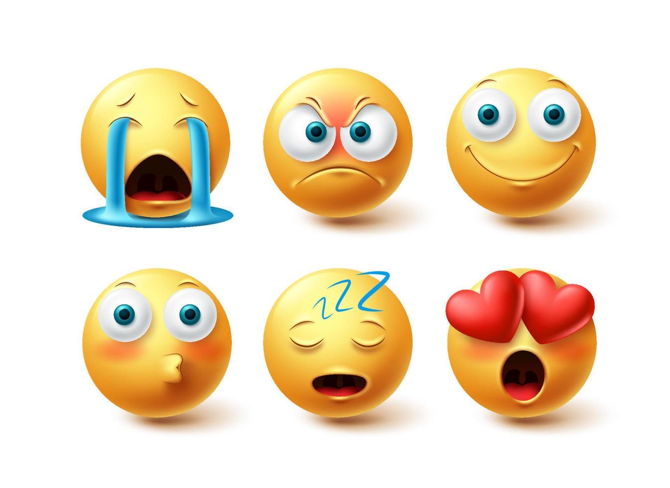 Emoji-Gesichtsvektorsatz. Emojis-Sammlung isoliert in weißem Hintergrund für Emoticon-Grafikelemente-Design. Vektor-Illustration vektor