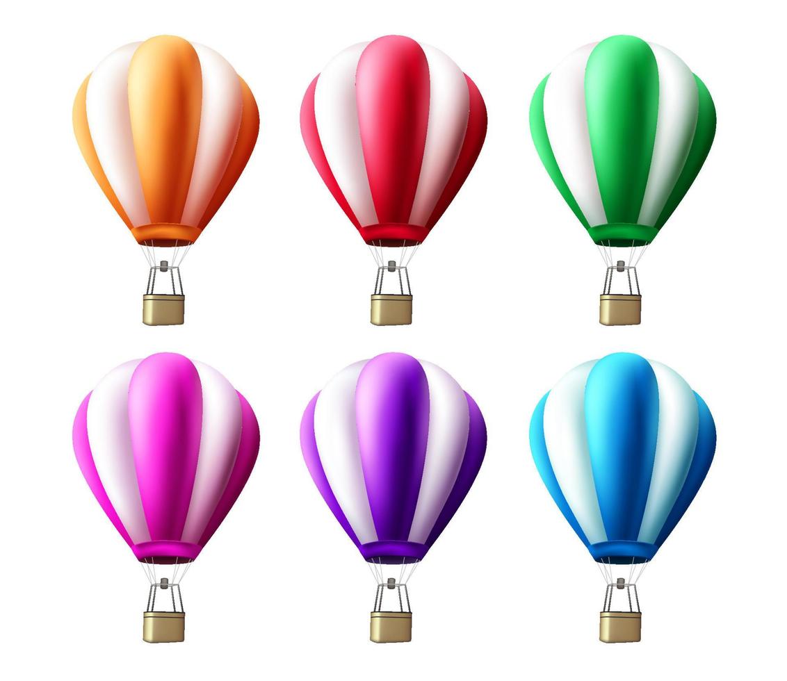 Sommer Luftballons Vektor-Set. Heißluftballon 3D-Design in weißem Hintergrund für Outdoor- und Abenteueraktivitäten isoliert. Vektor-Illustration. vektor