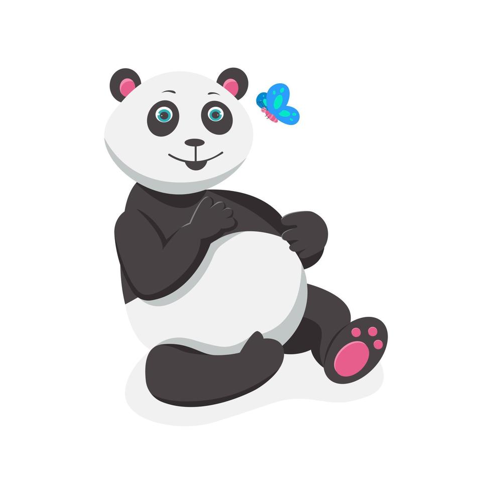 Panda mit Schmetterling Cartoon-Vektor-Illustration vektor