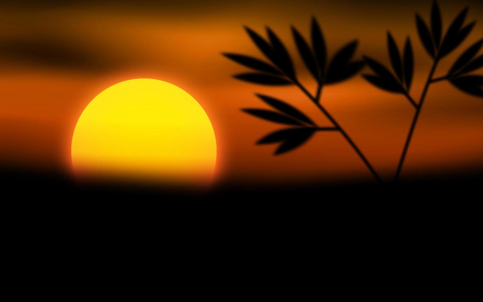 gyllene timme solnedgång himmel bakgrund. härlig orange solnedgång landskap vektor