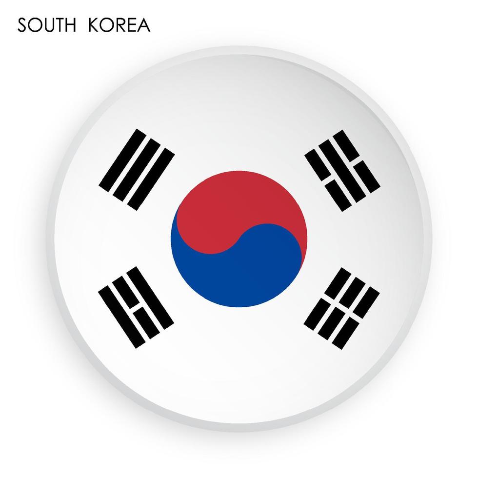 Sydkoreas flaggikon i modern neomorfismstil. knapp för mobilapplikation eller webb. vektor på vit bakgrund