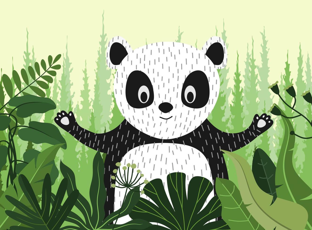 süßer Panda mit Naturhintergrund vektor