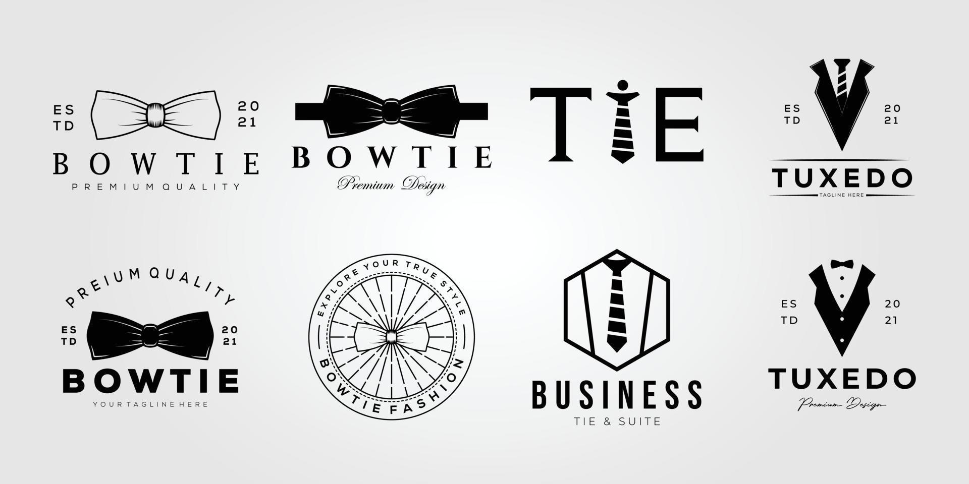 uppsättning fluga eller samling av slips eller bunt av smoking logotyp vektor illustration design