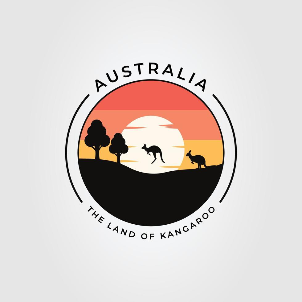 Silhouette Känguru auf Australien Natur Logo Vektor Illustration Design