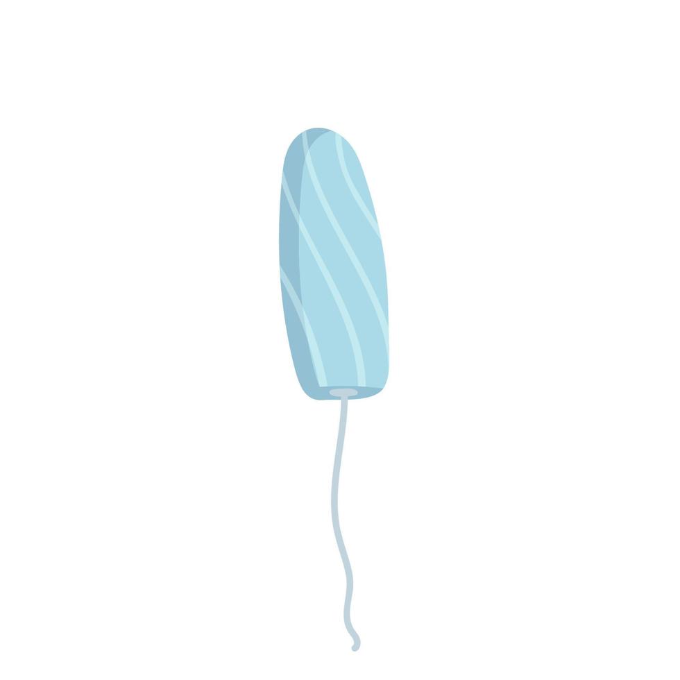 Tampon für die Frau isoliert auf weißem Hintergrund. blauer weiblicher Menstruationstampon mit Streifen. flache Design-Vektor-Illustration der weiblichen Hygiene. vektor