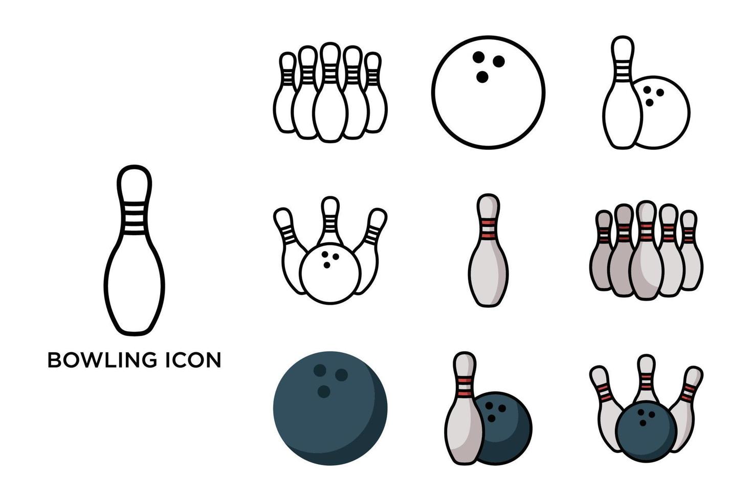 Bowling-Symbol Vektor-Set Vektor-Design-Vorlage in weißem Hintergrund vektor