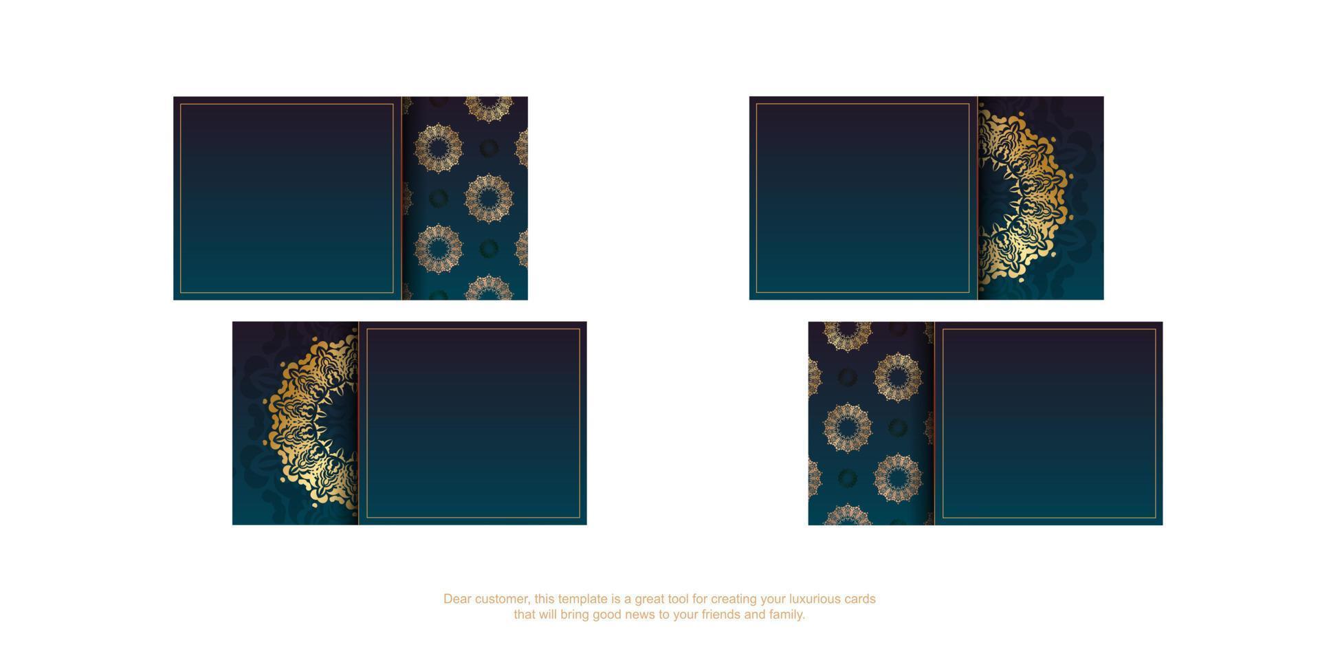 blaue Steigungs-Visitenkarte mit Luxusgoldmuster für Ihr Geschäft. vektor