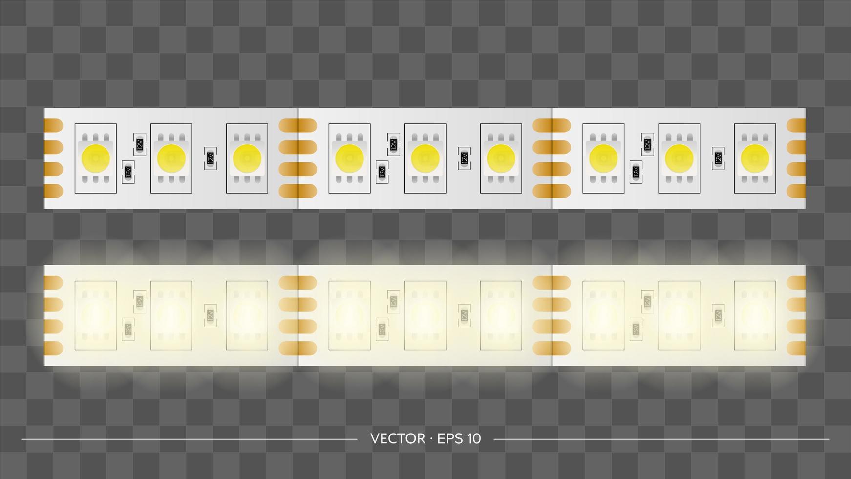 brennender LED-Streifen. LED-Streifen hautnah ausgeschaltet. realistischer Vektor. vektor