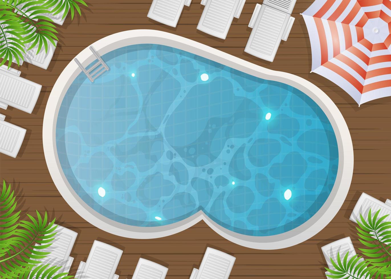 rund pool ovanifrån. sommar banner. vektor illustration.