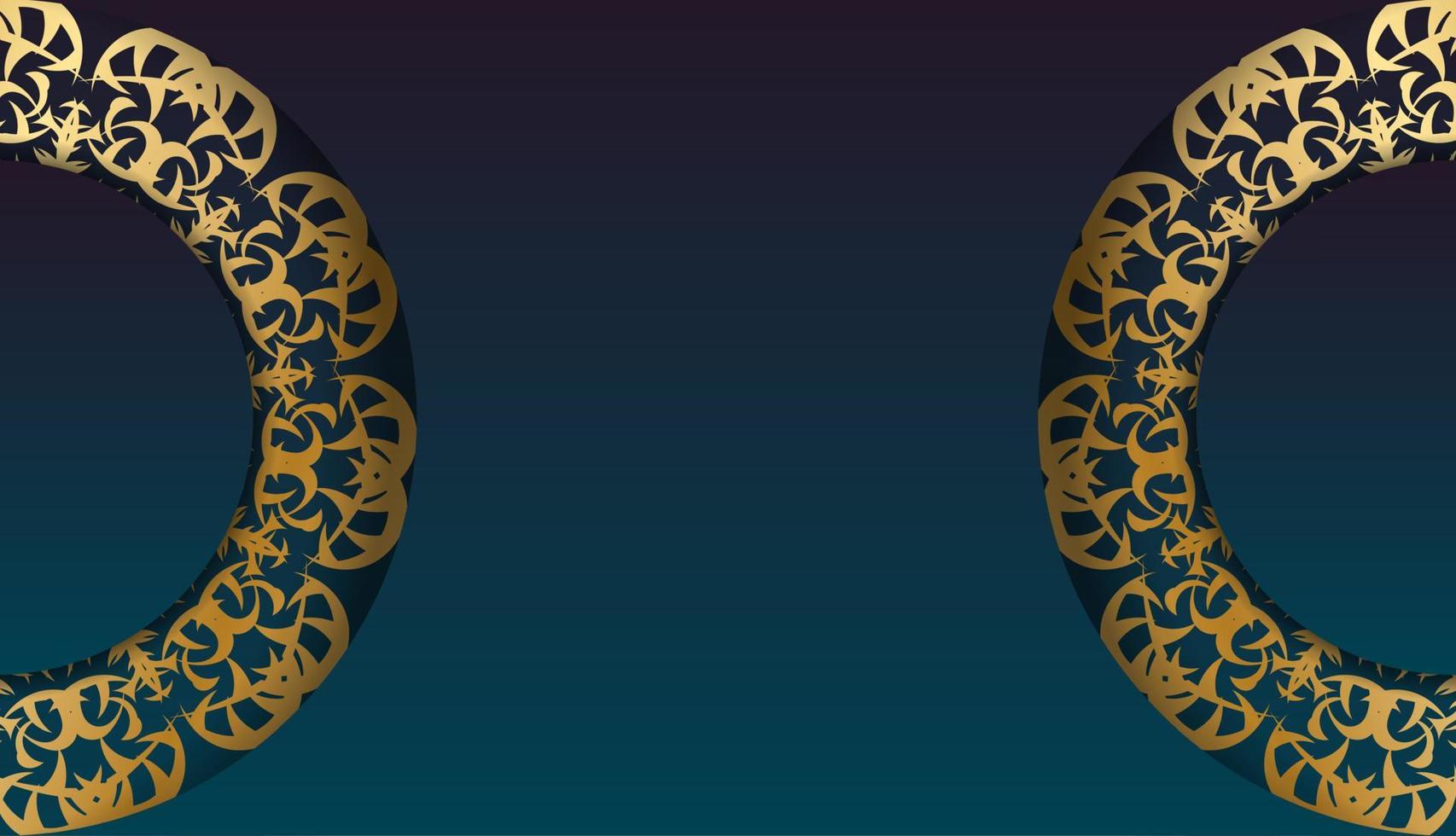 blå gradient banner med mandala guld prydnad för design under din logotyp vektor