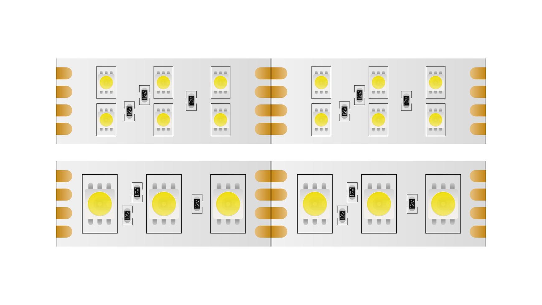 LED-Streifen isoliert auf weißem Hintergrund. LED-Streifen Nahaufnahme. realistischer Vektor. vektor