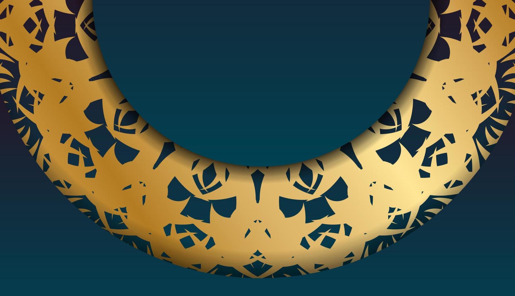 blå gradient banner med gyllene mandala mönster och logotyp utrymme vektor