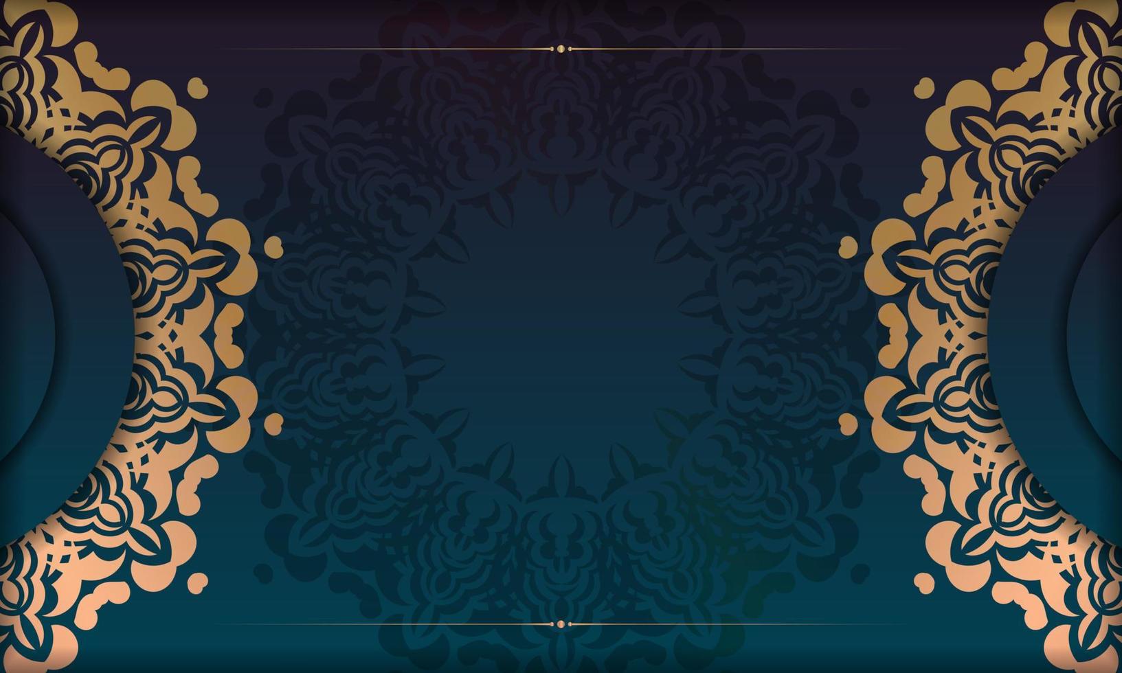 blauer Hintergrund mit Farbverlauf mit indischem Goldmuster und Platz unter Ihrem Text vektor