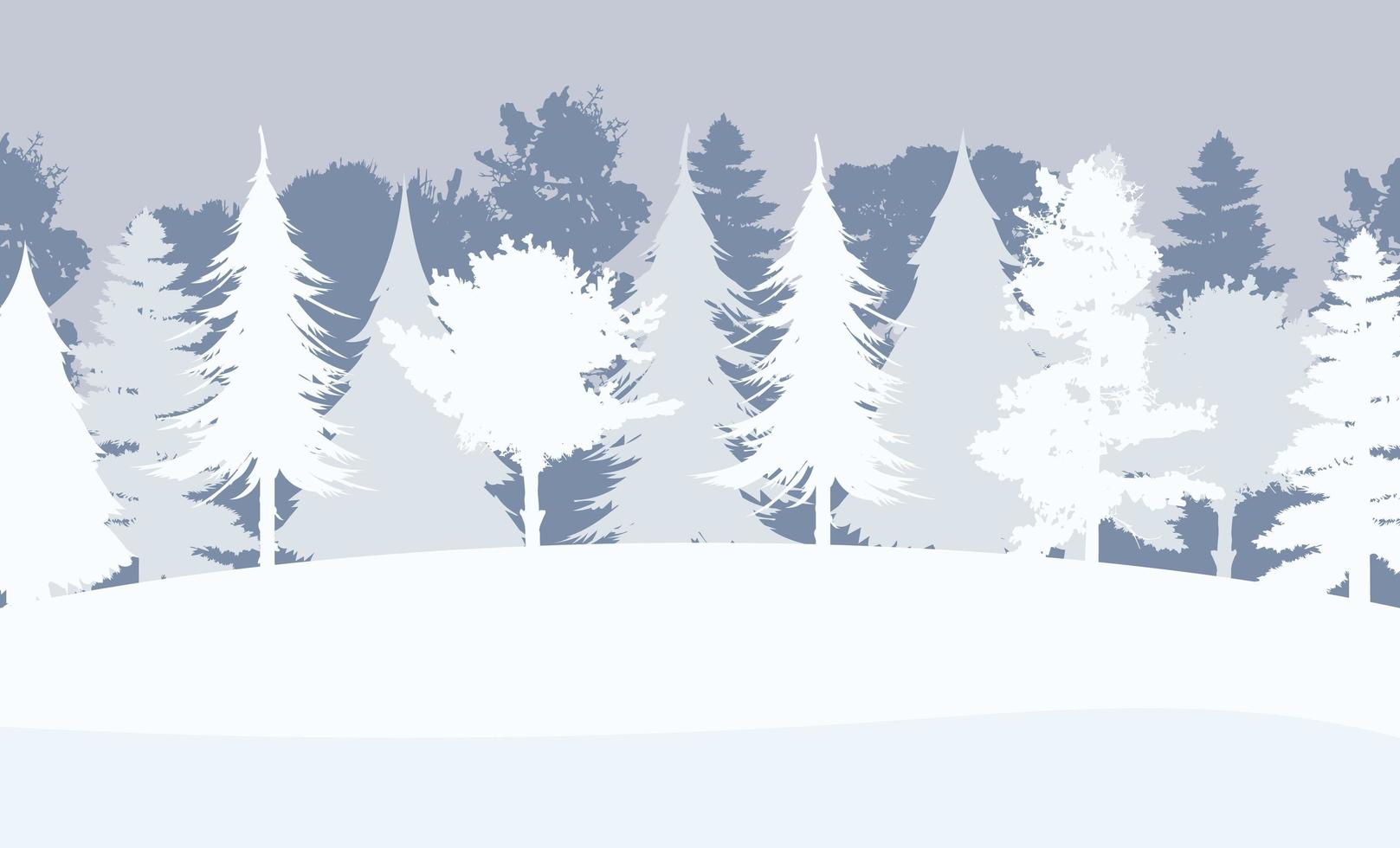 verschneiter Wald im flachen Stil. Winter im Waldhintergrund. Vektor-Illustration. vektor