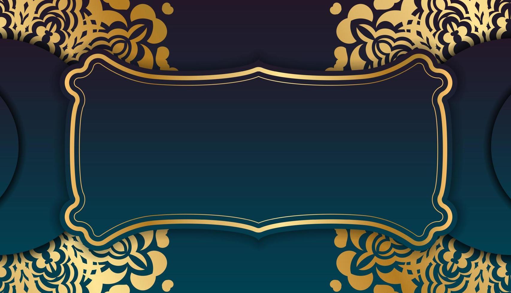 blå gradientbanner med indiskt guldmönster och placera under din logotyp eller text vektor