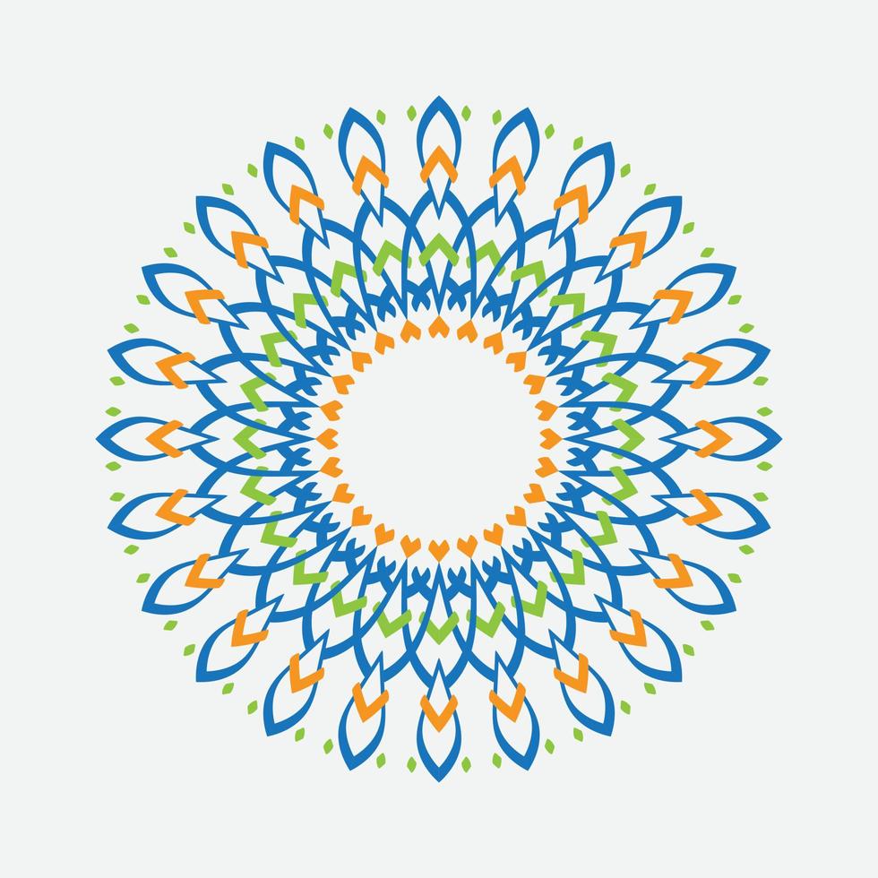 Vektor handgezeichnete Doodle Mandala. ethnisches Mandala mit bunter Stammesverzierung. isoliert. helle Farben.