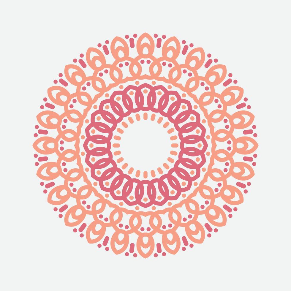 rund gradientmandala på vit isolerad bakgrund. vektor boho mandala i släta orange färger. mandala med blommönster. yoga mall