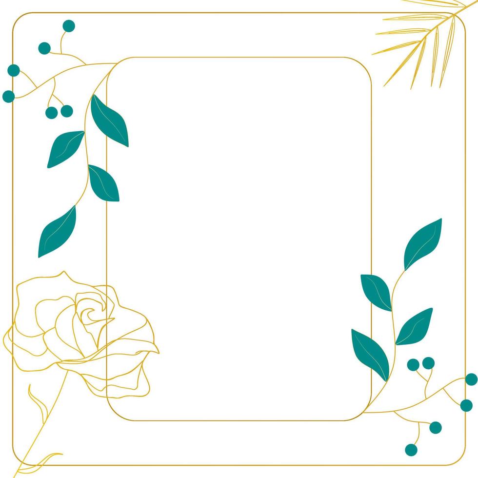 enkel bröllop blommig bakgrundsstil. guld geometrisk inbjudan, spara datumet kortdesign med trädgrenar och gröna löv dekoration. naturlig elegant och rustik lyx mall vektor. vektor