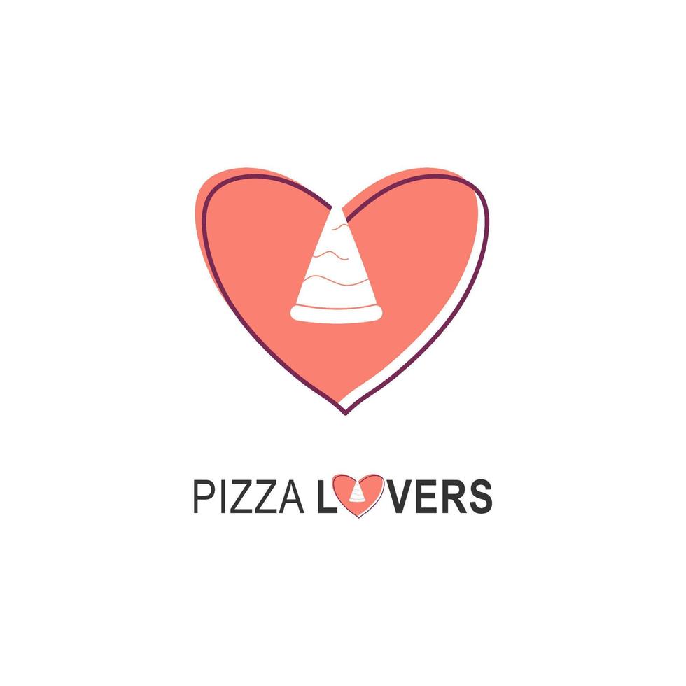 Pizzaliebhaber-Logo für Café-Verpackungen und Restaurantmenüs. Fast-Food-Logo mit moderner flacher Vektorgrafik. Pizzalogo für italienische Pizzeria mit minimalistischem Pizzarestaurant im Herzen. vektor