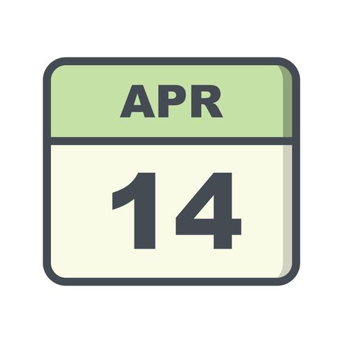 14 april Datum på en enkel dagskalender vektor