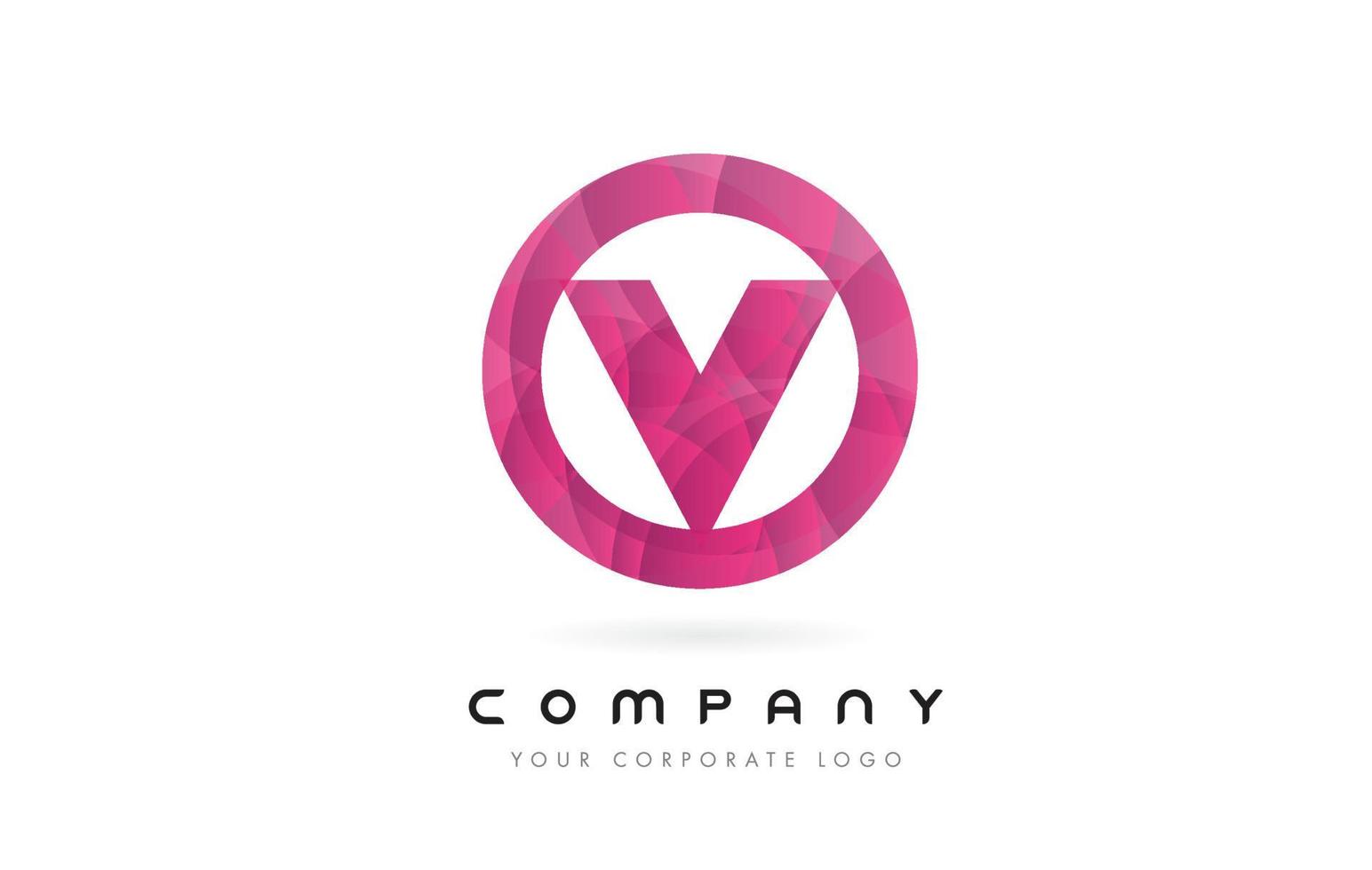 V-Brief-Logo-Design mit kreisförmigem lila Muster. vektor