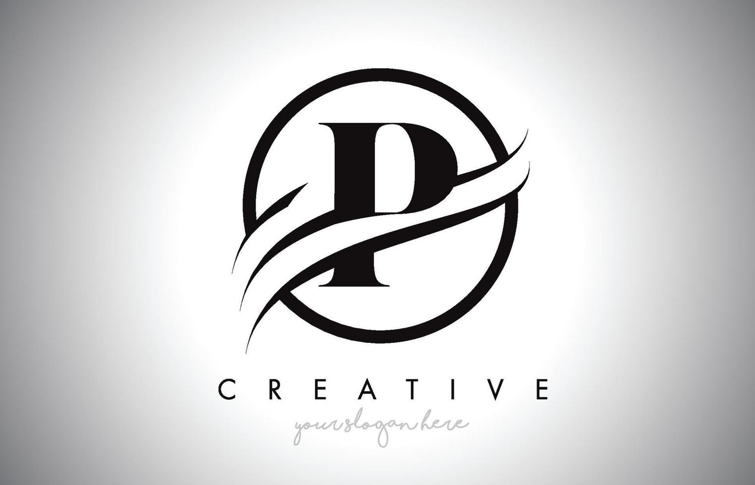 p-Brief-Logo-Design mit Kreis-Swoosh-Grenze und kreativem Icon-Design. vektor