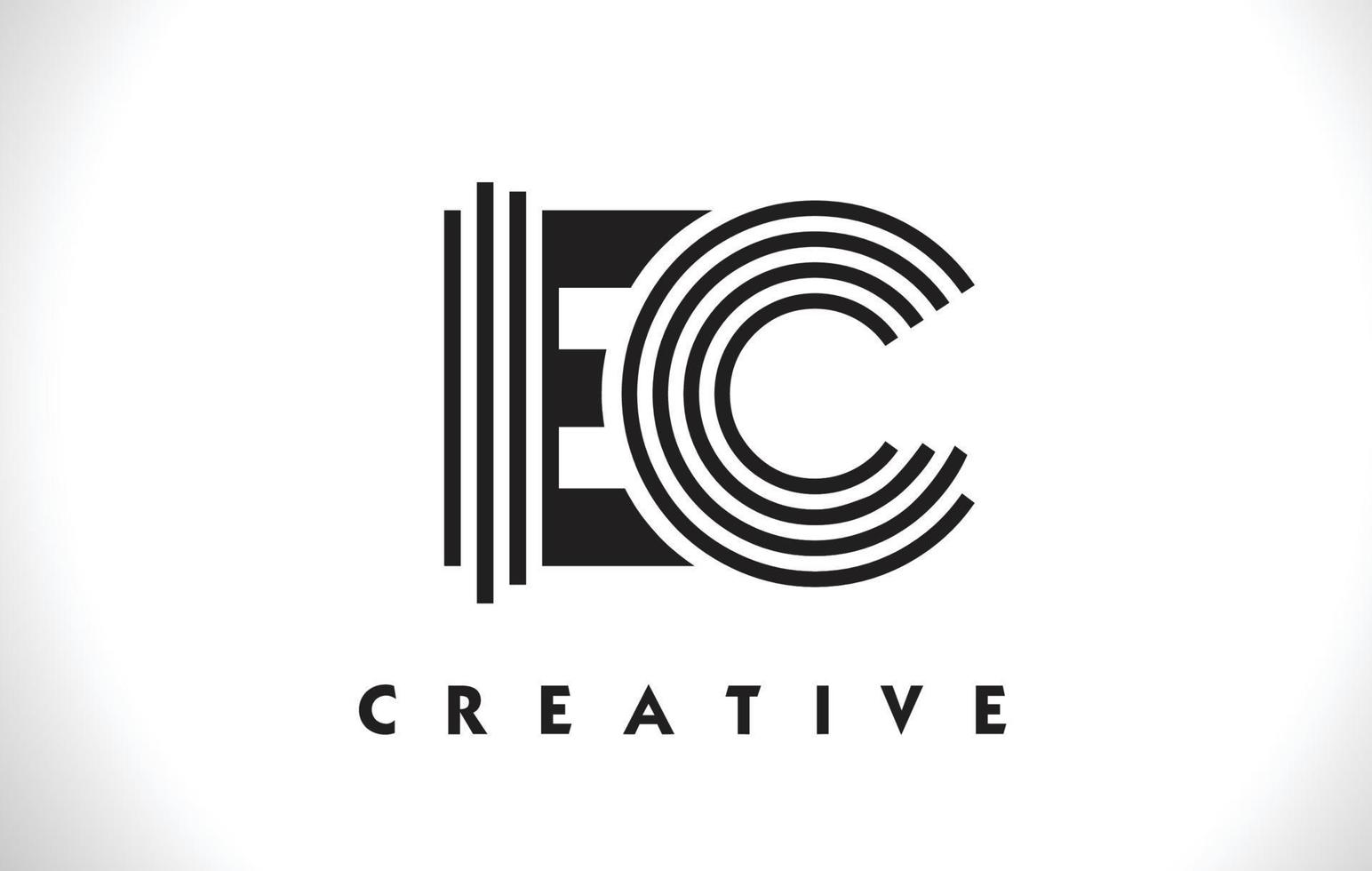 ec-Logo-Brief mit schwarzen Linien-Design. Linie Buchstabe Vektor-Illustration vektor
