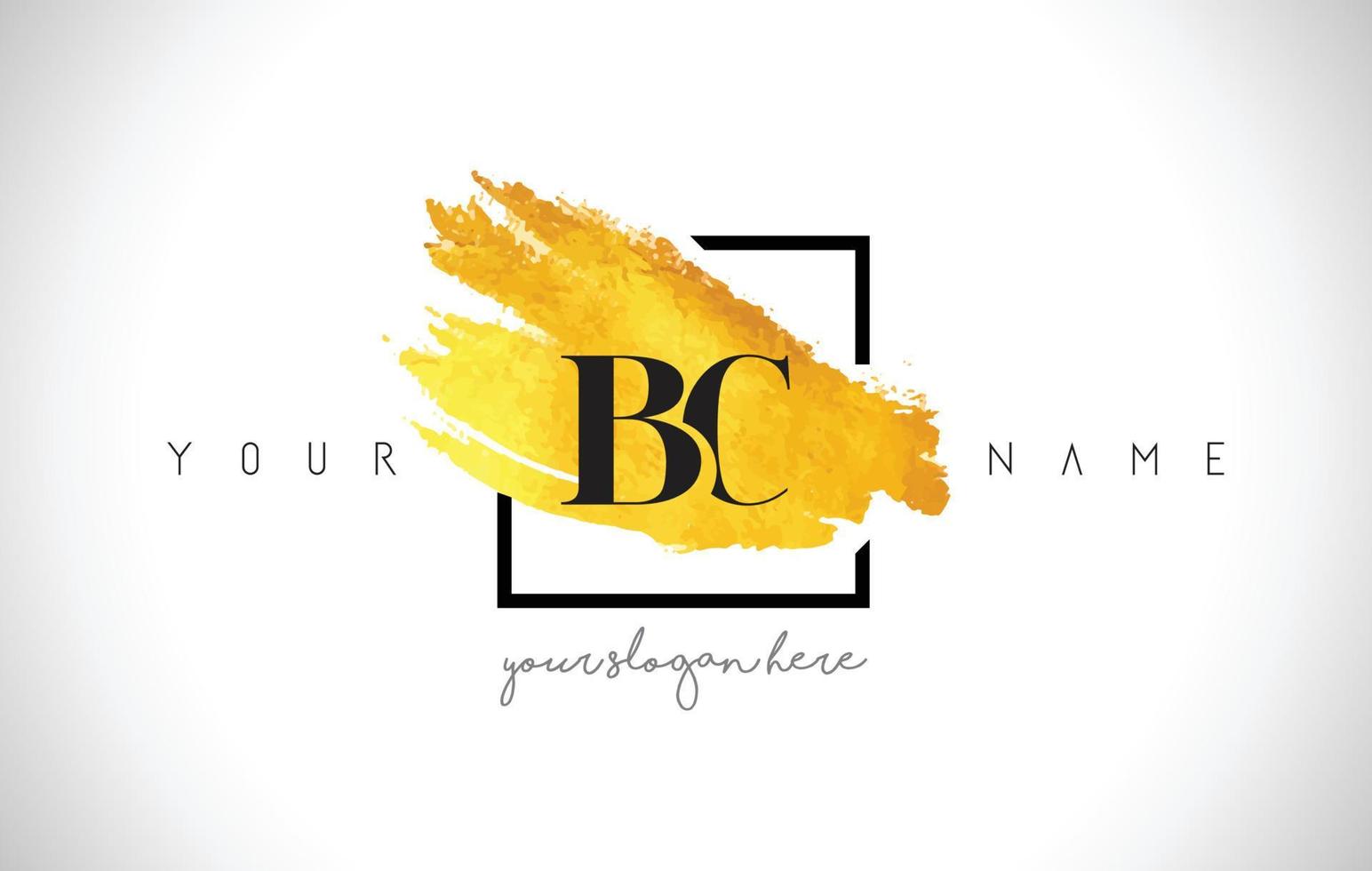 bc gyllene brev logotyp design med kreativa guld penseldrag vektor