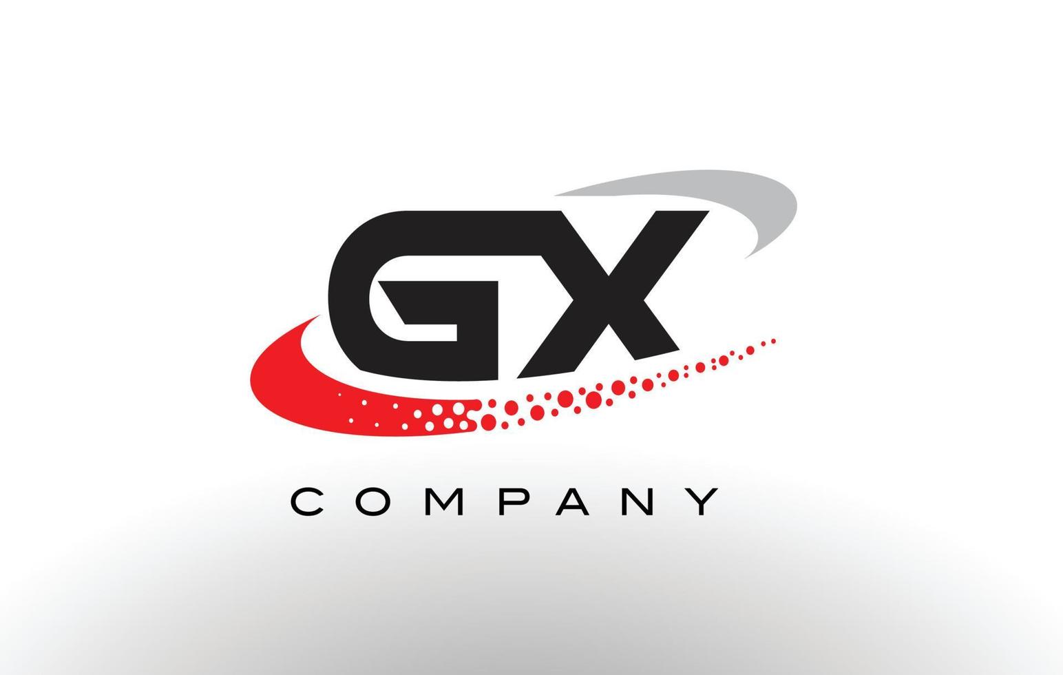 gx modernes Buchstaben-Logo-Design mit rot gepunktetem Swoosh vektor