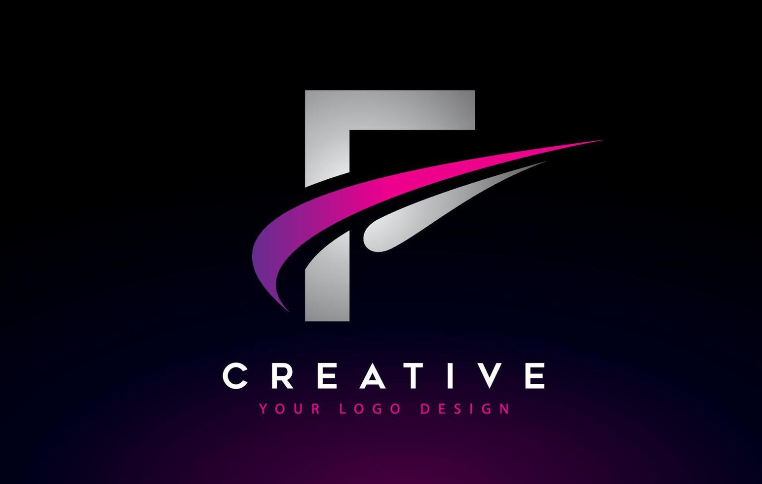 Kreatives f-Brief-Logo-Design mit Swoosh-Symbolvektor. vektor