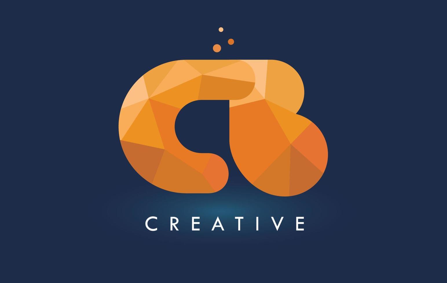 cb-Brief mit Origami-Dreieck-Logo. kreatives gelb-oranges Origami-Design. vektor
